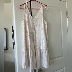 Loft white with rainbow stripes sleeveless dress